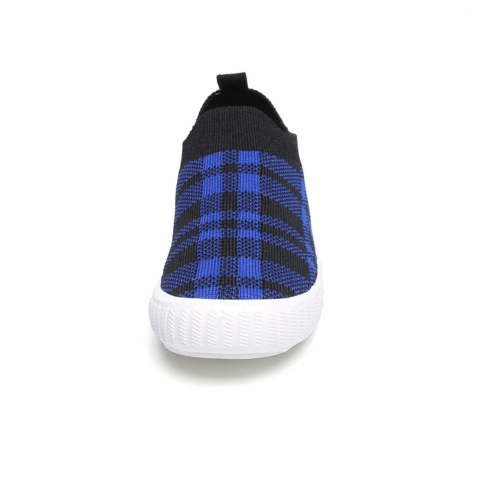 Kids Plaid Slip-On Walking Shoes, Lightweight Sneakers with Soft Sole