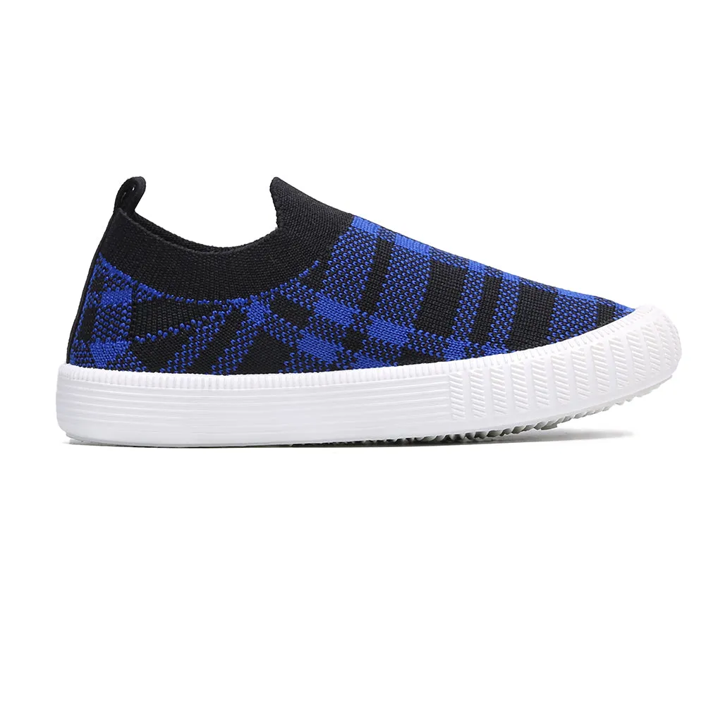 Kids Plaid Slip-On Walking Shoes, Lightweight Sneakers with Soft Sole