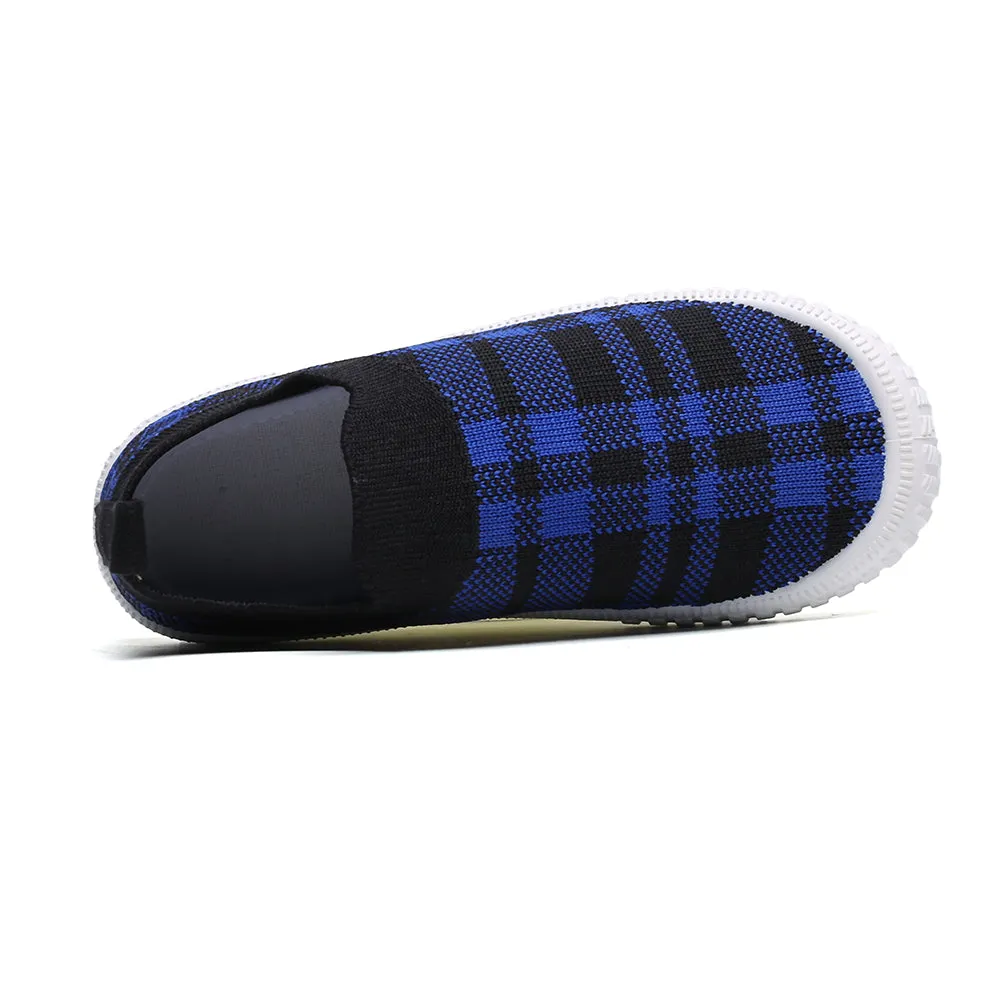 Kids Plaid Slip-On Walking Shoes, Lightweight Sneakers with Soft Sole