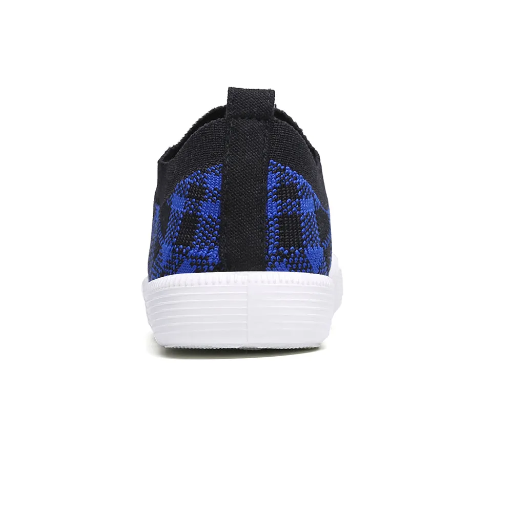 Kids Plaid Slip-On Walking Shoes, Lightweight Sneakers with Soft Sole