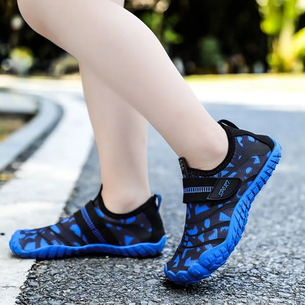 Kids' Water Shoes Barefoot Quick Dry Aqua Sports Boys Girls (Pattern Printed) - Blue Size BigKid US3 = EU34