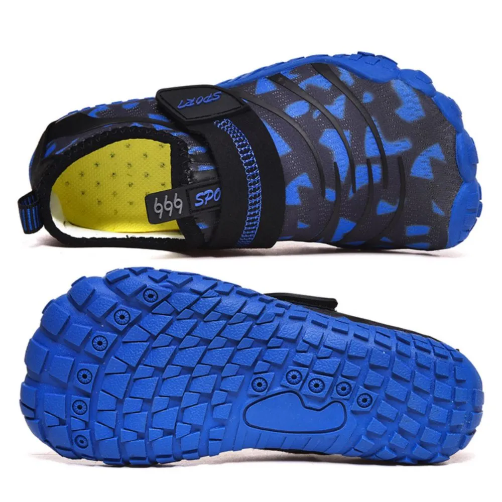 Kids' Water Shoes Barefoot Quick Dry Aqua Sports Boys Girls (Pattern Printed) - Blue Size BigKid US3 = EU34