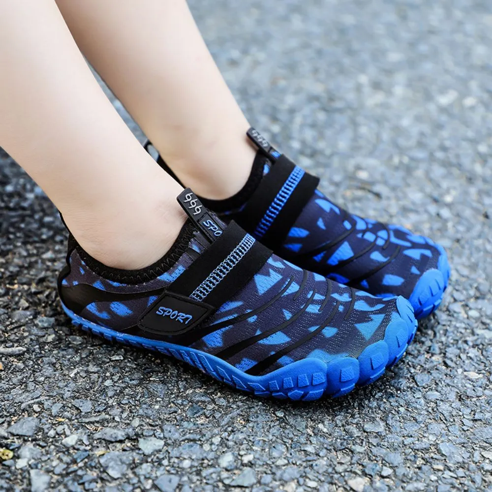Kids' Water Shoes Barefoot Quick Dry Aqua Sports Boys Girls (Pattern Printed) - Blue Size BigKid US3 = EU34