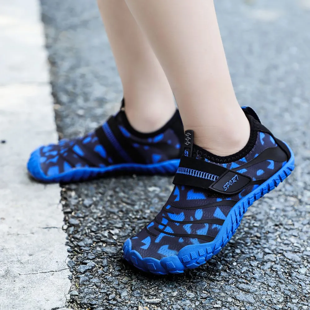 Kids' Water Shoes Barefoot Quick Dry Aqua Sports Boys Girls (Pattern Printed) - Blue Size BigKid US3 = EU34