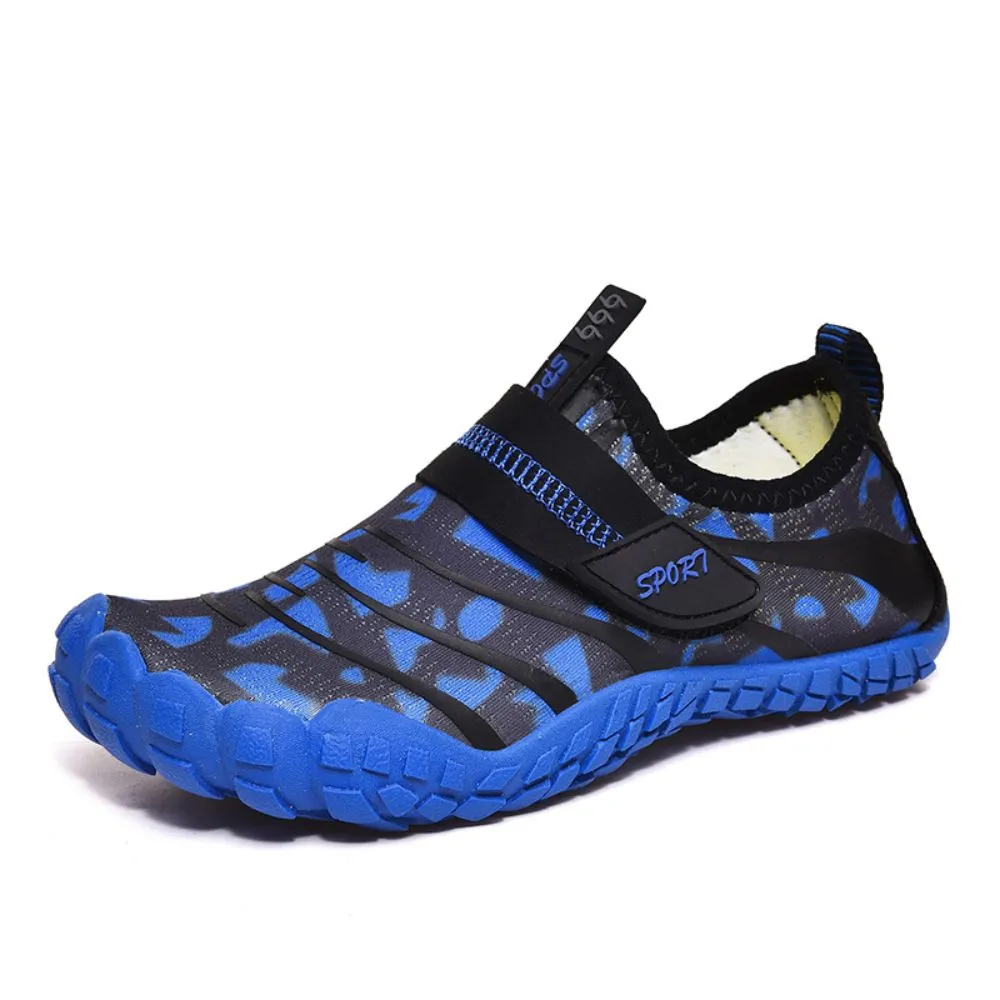 Kids' Water Shoes Barefoot Quick Dry Aqua Sports Boys Girls (Pattern Printed) - Blue Size BigKid US3 = EU34