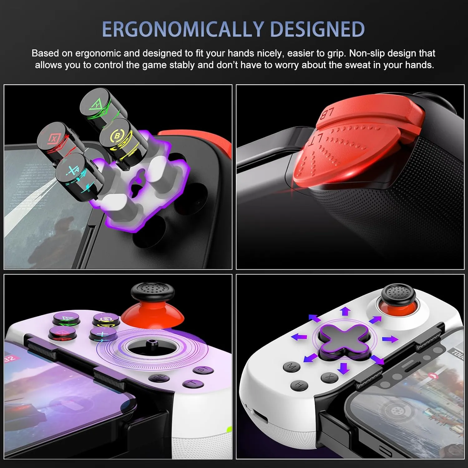 Koiiko Wireless Controller for iPhone/Android/PC/iPad/Tablet/Appl Arcade MFi Games/Switch, Support Streaming on PS/Xbox/PC Console, Cloud Gaming Gamepad Joystick - Turbo/Dual Motors Black