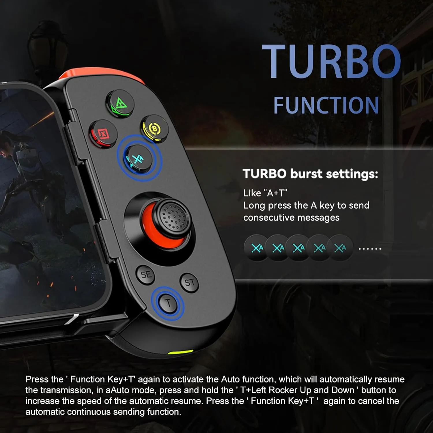 Koiiko Wireless Controller for iPhone/Android/PC/iPad/Tablet/Appl Arcade MFi Games/Switch, Support Streaming on PS/Xbox/PC Console, Cloud Gaming Gamepad Joystick - Turbo/Dual Motors Black