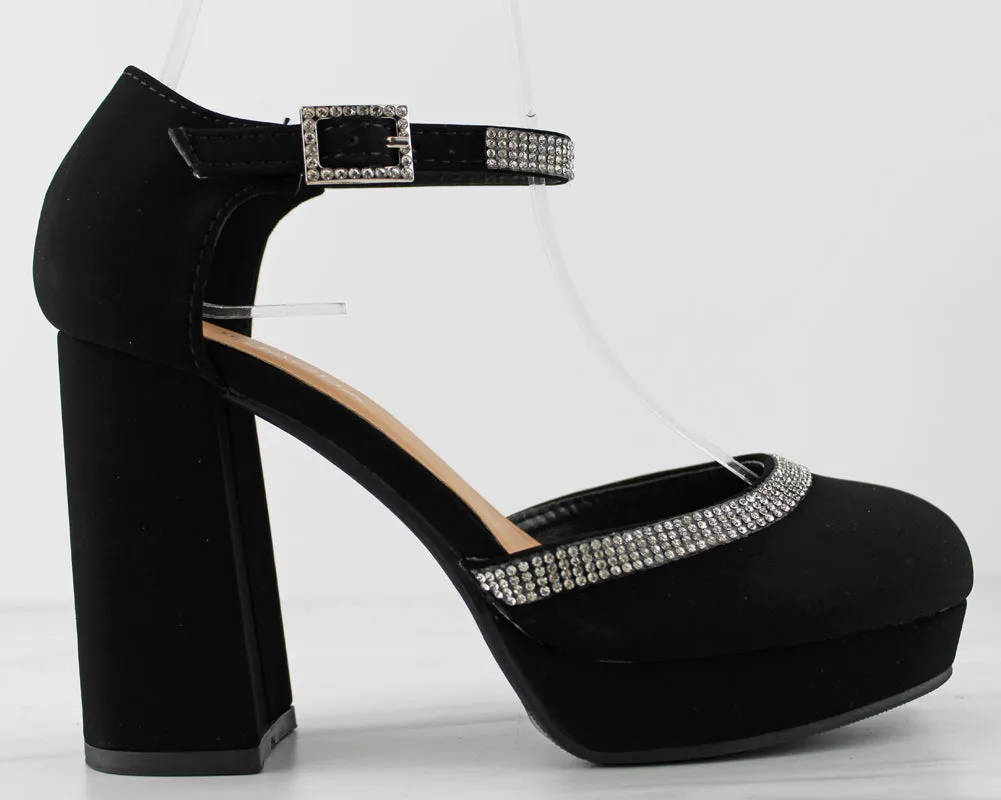 Lainey 3 Womens Closed Toe Platform Rhinestone Embellished Heels