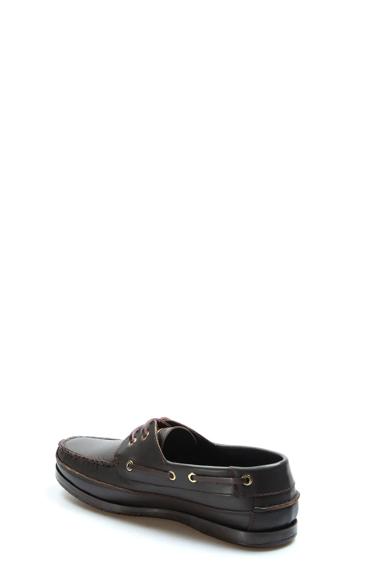 Men's Brown Leather Boat Shoes with Brass Eyelets - Wessi