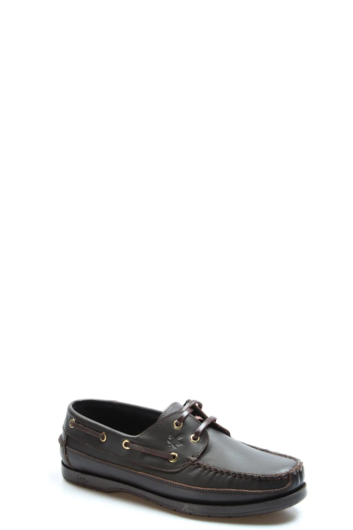 Men's Brown Leather Boat Shoes with Brass Eyelets - Wessi
