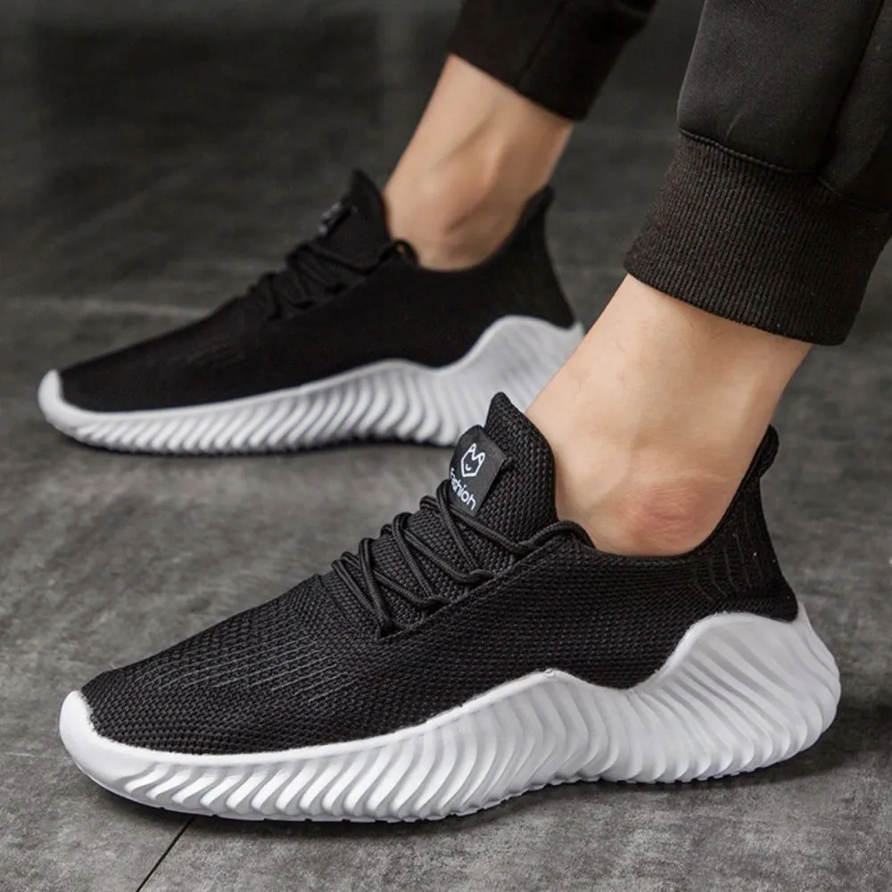 Men’s Sneakers Outdoor Road Shoes Breathable Lightweight Non-Slip - Black Size US10.5 = EU45