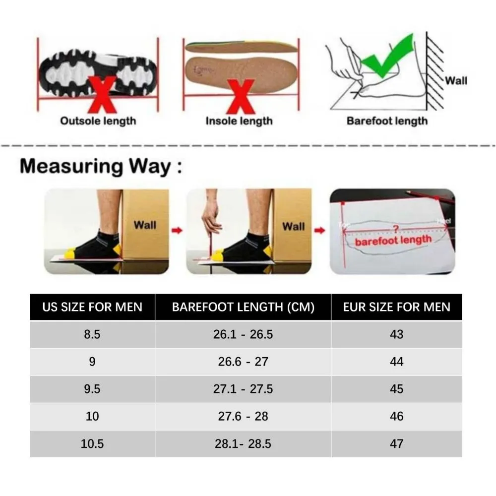 Men’s Sneakers Outdoor Road Shoes Breathable Lightweight Non-Slip - Black Size US10.5 = EU45