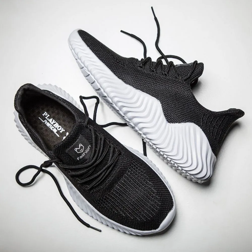 Men’s Sneakers Outdoor Road Shoes Breathable Lightweight Non-Slip - Black Size US10.5 = EU45