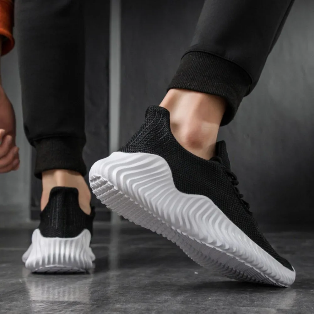 Men’s Sneakers Outdoor Road Shoes Breathable Lightweight Non-Slip - Black Size US10.5 = EU45