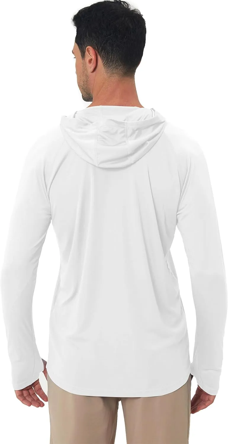 Men's Sun Protection Hoodie Rash Guard Shirts Long Sleeve UPF 50  Swim Fishing Shirt with Hood Lightweight UV SPF