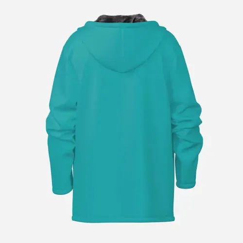 Men's Turquoise Winter Coat | Retro Turquoise Hoodie Jacket | Fleece jacket | Insulated Warm Winter Jacket