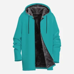 Men's Turquoise Winter Coat | Retro Turquoise Hoodie Jacket | Fleece jacket | Insulated Warm Winter Jacket