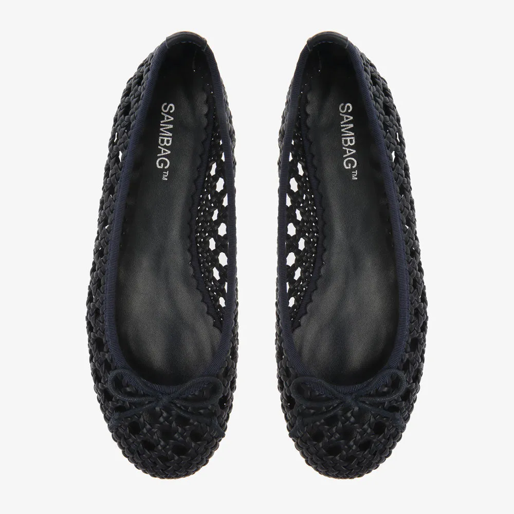 Natalie Navy Woven ballet Flat