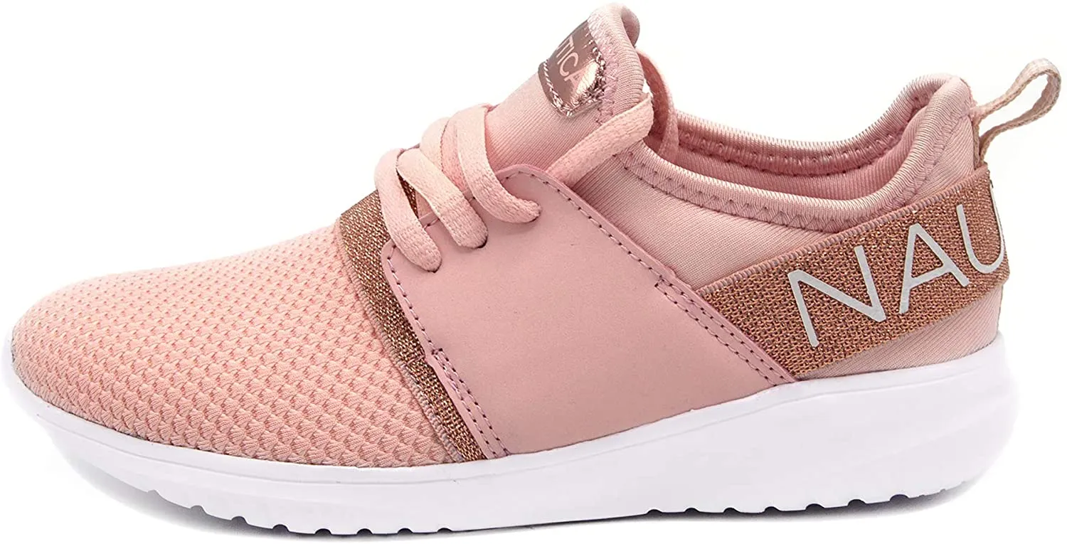 Nautica Kappil Metallic Lace-Up Athletic Running Shoe   Color Rose Gold Size 4