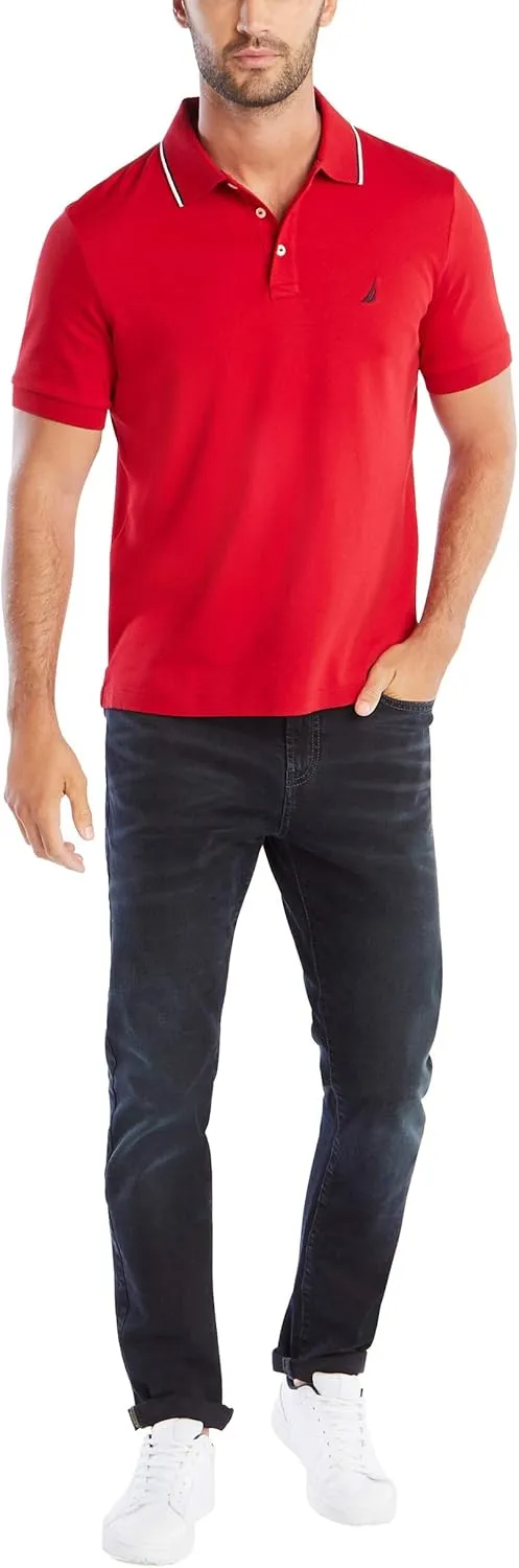 Nautica Men's Classic Fit Short Sleeve Dual Tipped Collar Polo Shirt