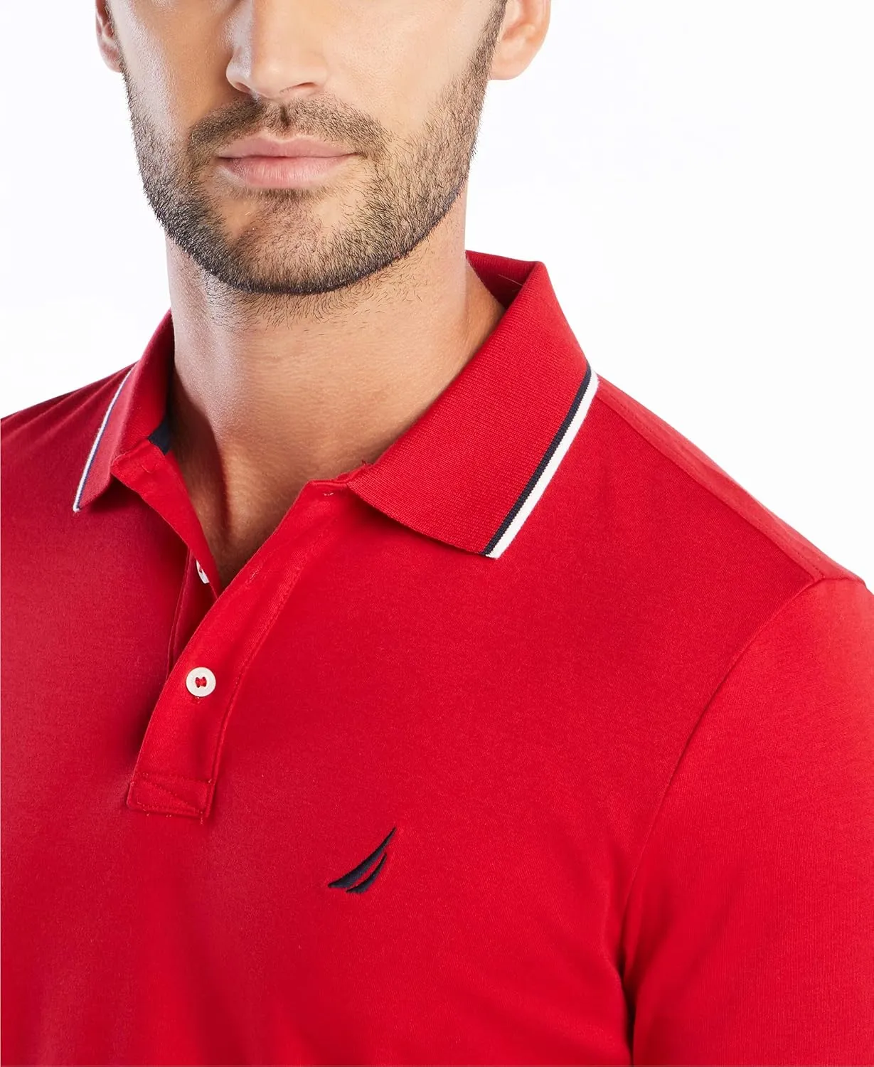 Nautica Men's Classic Fit Short Sleeve Dual Tipped Collar Polo Shirt