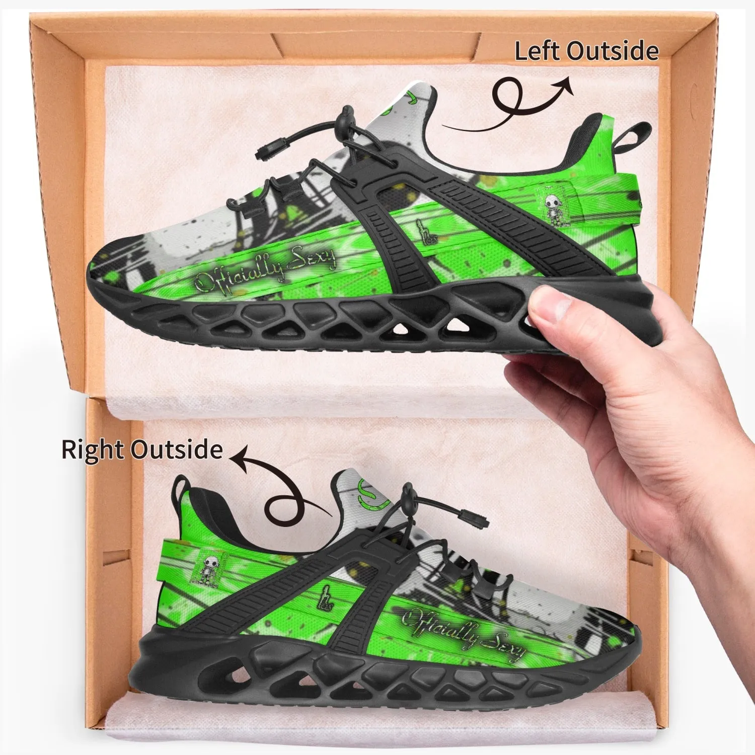 Officially Sexy Neon Green Creepy Boy Collection Unisex Mesh Running Shoes