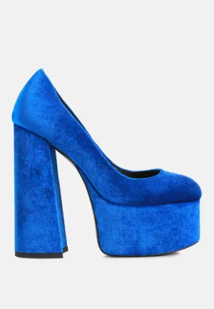 old novelty platform heel velvet pumps