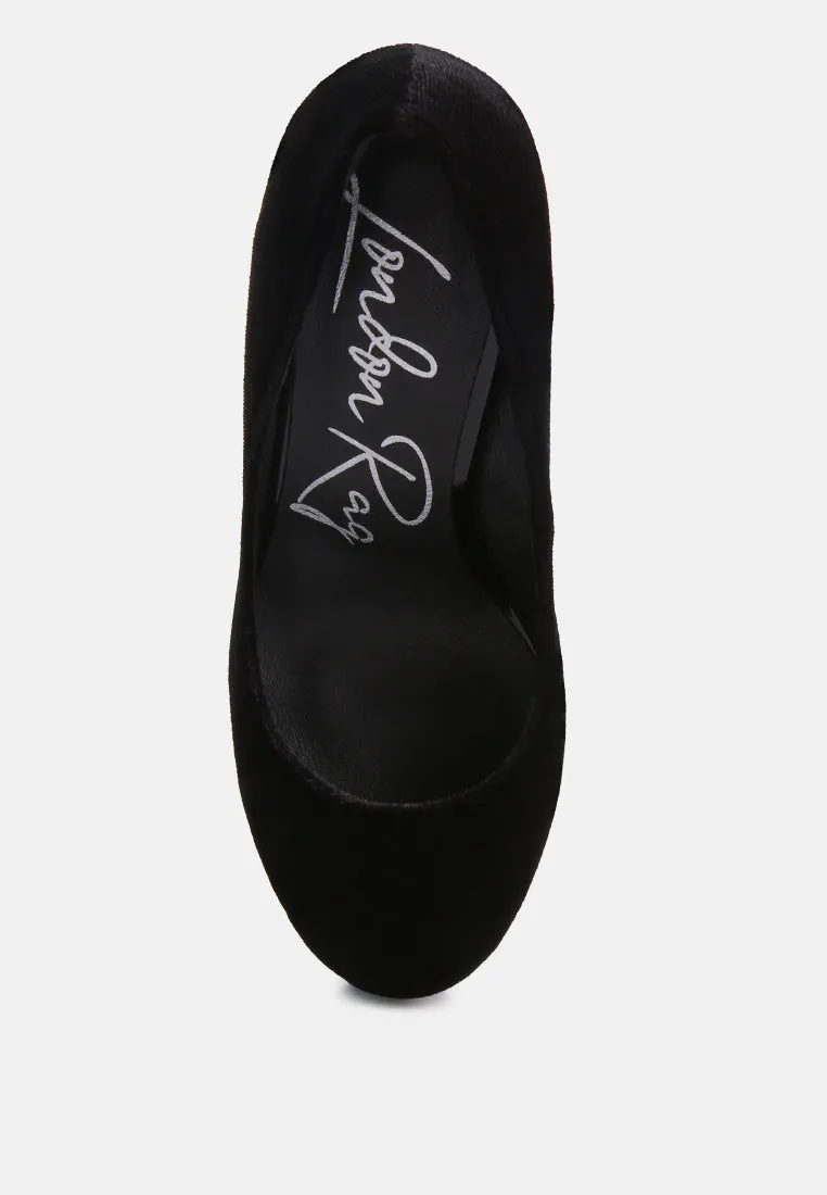 old novelty platform heel velvet pumps