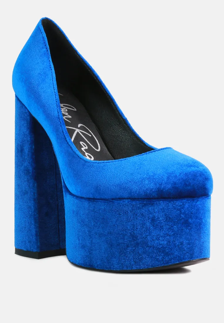 old novelty platform heel velvet pumps