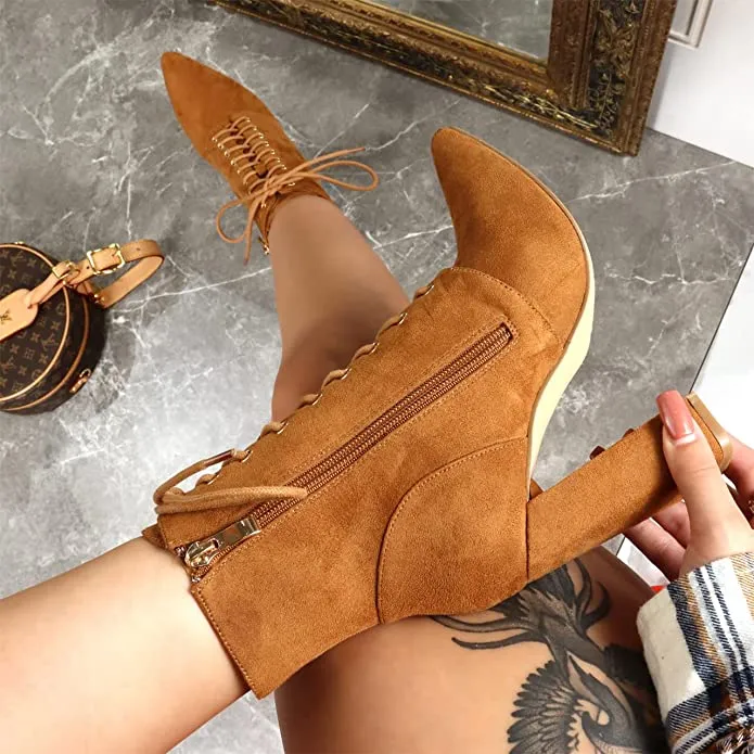 Pointed Toe Block Heel Booties Milano-1 By Liliana
