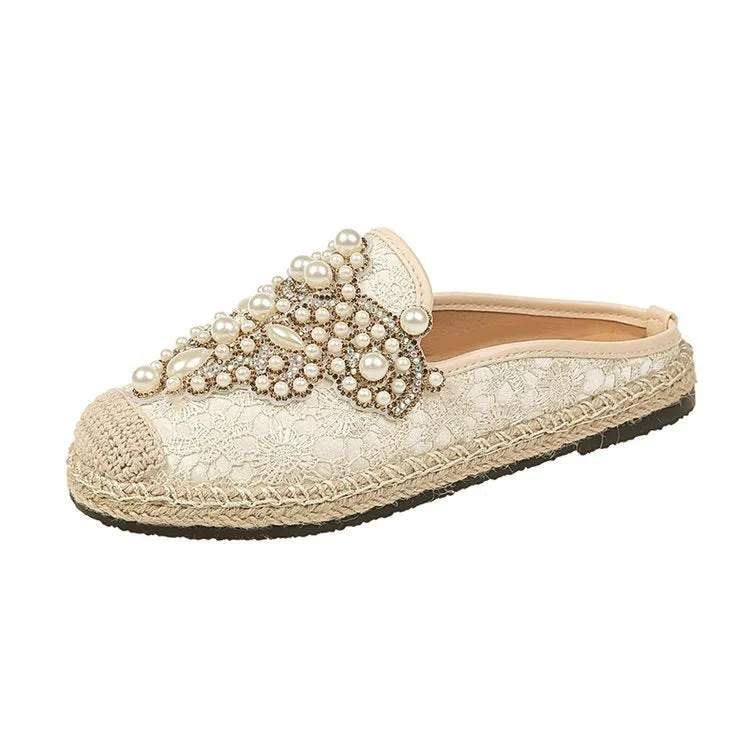 Rhinestone beaded lazy fisherman shoes | Brodtica.com