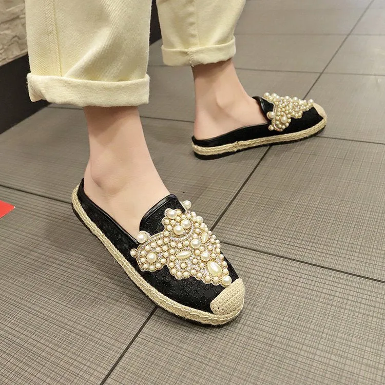 Rhinestone beaded lazy fisherman shoes | Brodtica.com