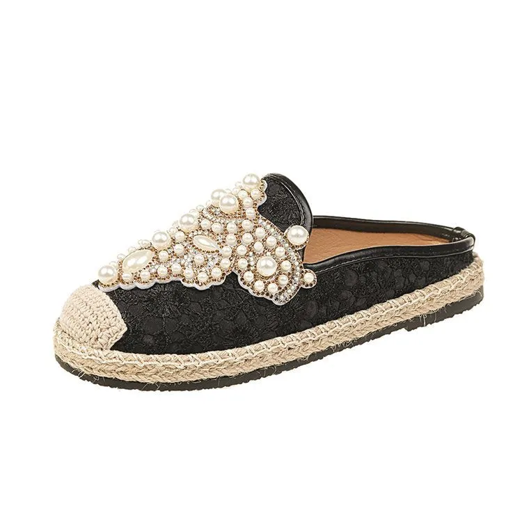 Rhinestone beaded lazy fisherman shoes | Brodtica.com