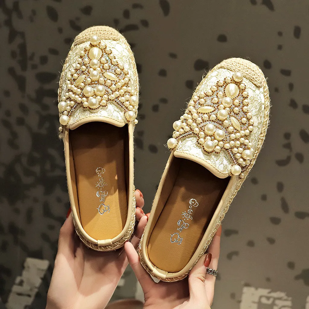Rhinestone beaded lazy fisherman shoes | Brodtica.com