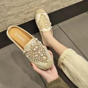 Rhinestone beaded lazy fisherman shoes | Brodtica.com