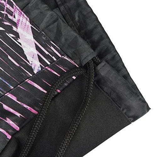 Saigain Sport Gym Sack Large Drawstring Backpack Bag Sackpack with Zipper for Men & Women (Stripe Static Pink)