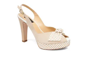 Slingback Platform Heels Beige