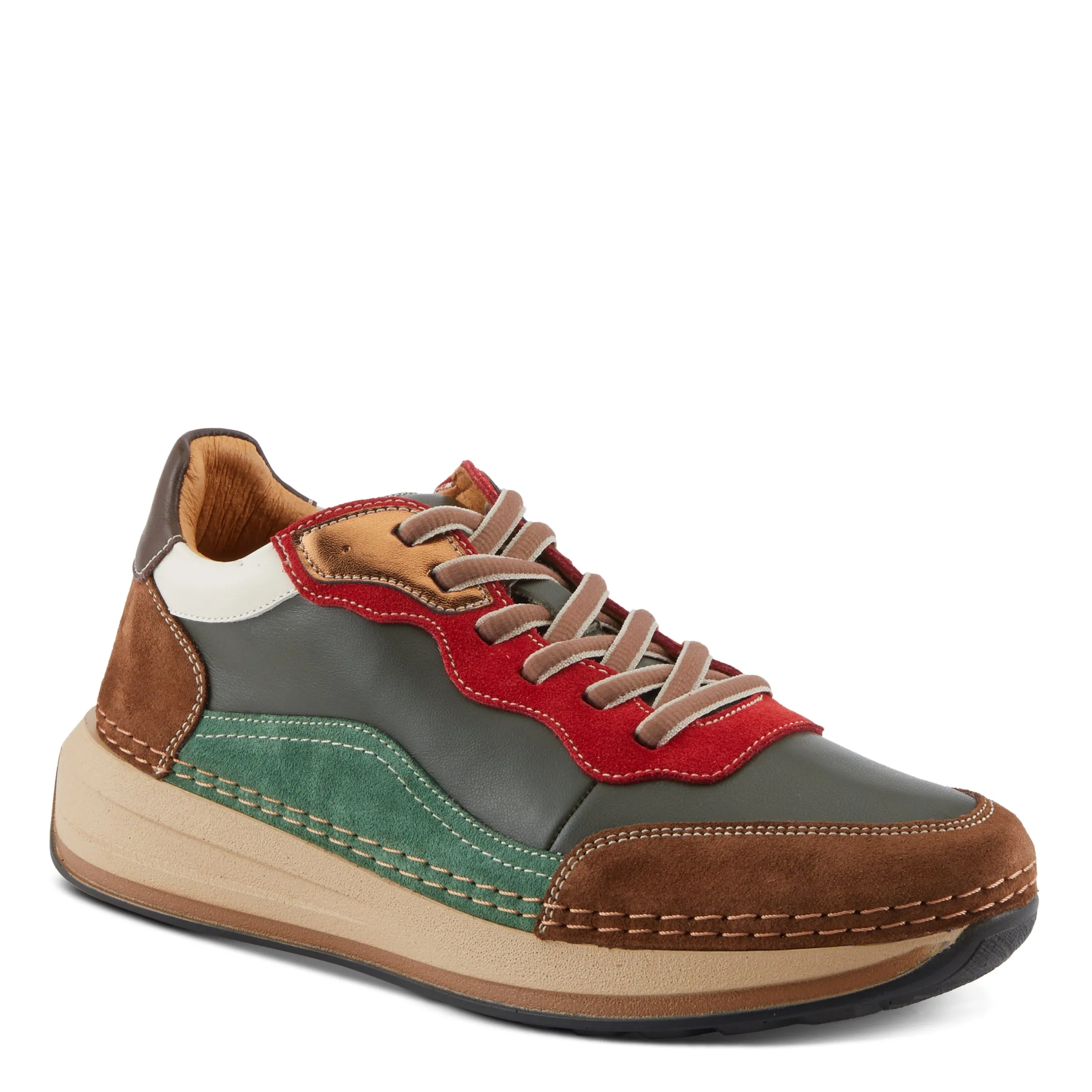 Spring Step Shoes Booker Women's Retro Style Leather and Suede Sneakers