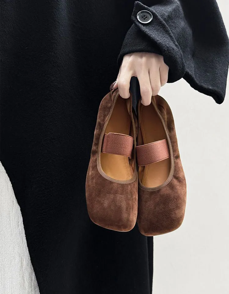 Square Toe Comfortable Suede Ballet Flats