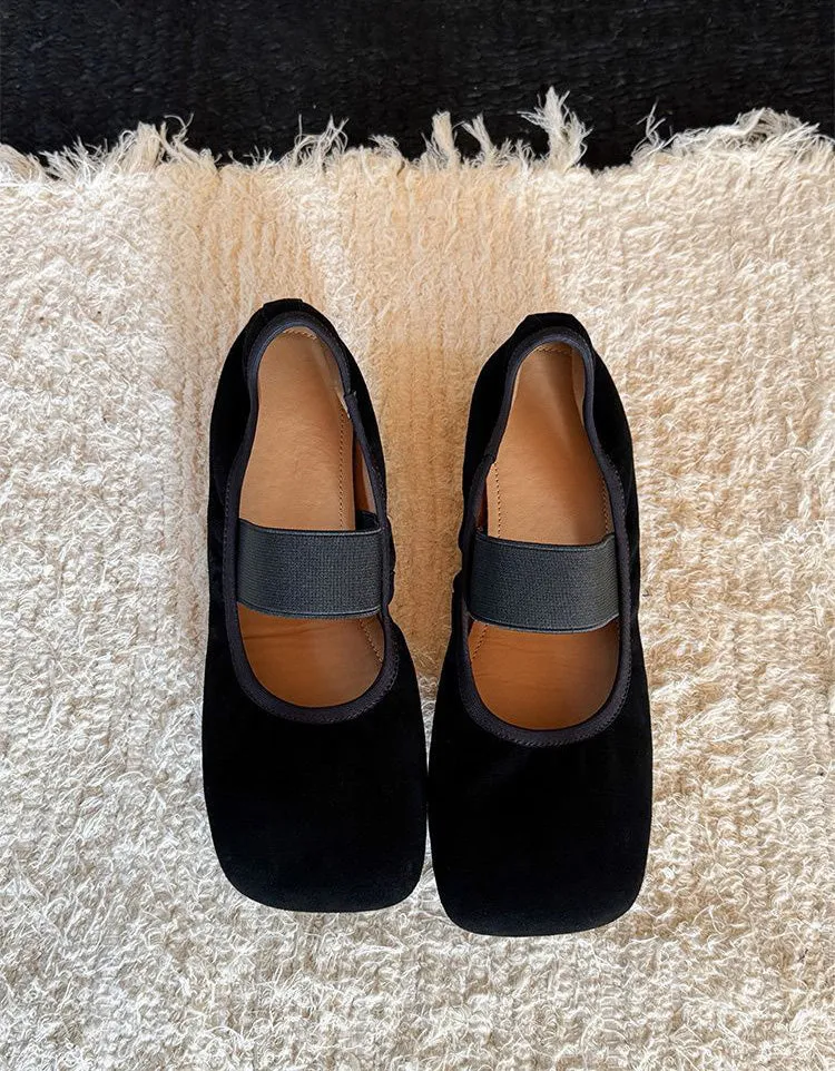 Square Toe Comfortable Suede Ballet Flats