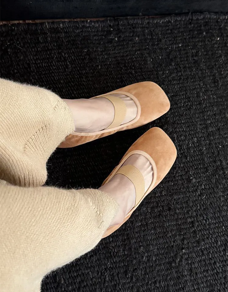Square Toe Comfortable Suede Ballet Flats