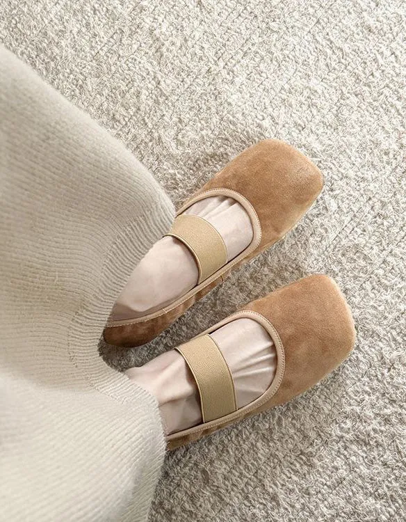 Square Toe Comfortable Suede Ballet Flats