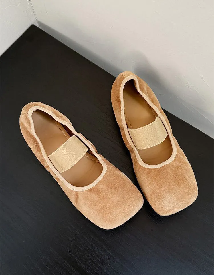 Square Toe Comfortable Suede Ballet Flats