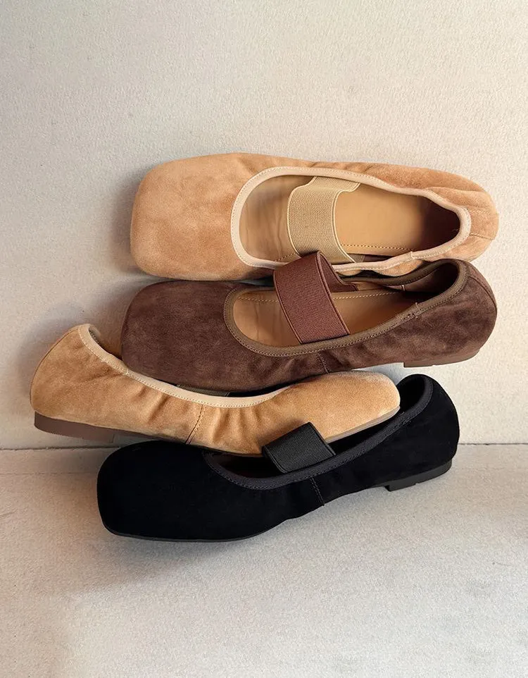 Square Toe Comfortable Suede Ballet Flats
