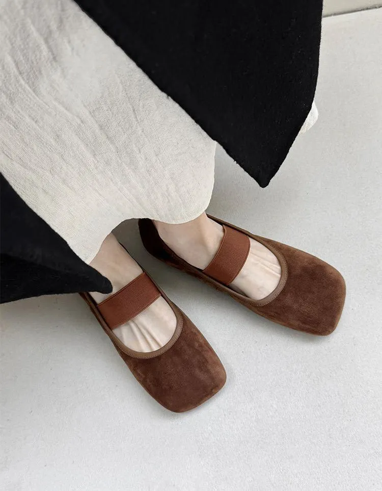 Square Toe Comfortable Suede Ballet Flats