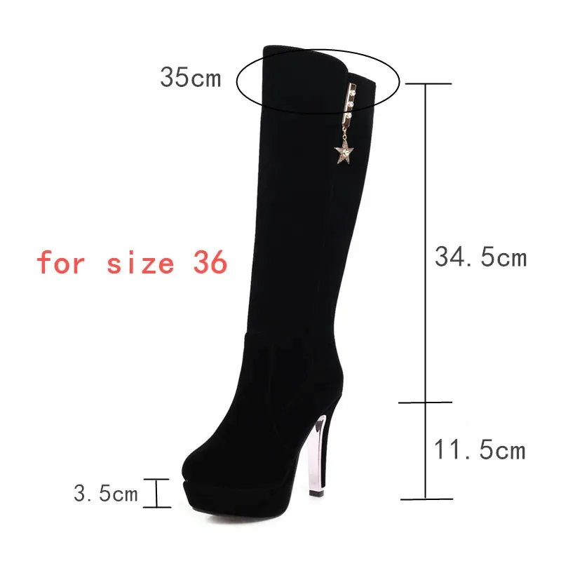 Stylish Flock Design: Crossdresser Winter Boots with Red and Black Platform Heels - Sizes Available for Autumn 2023