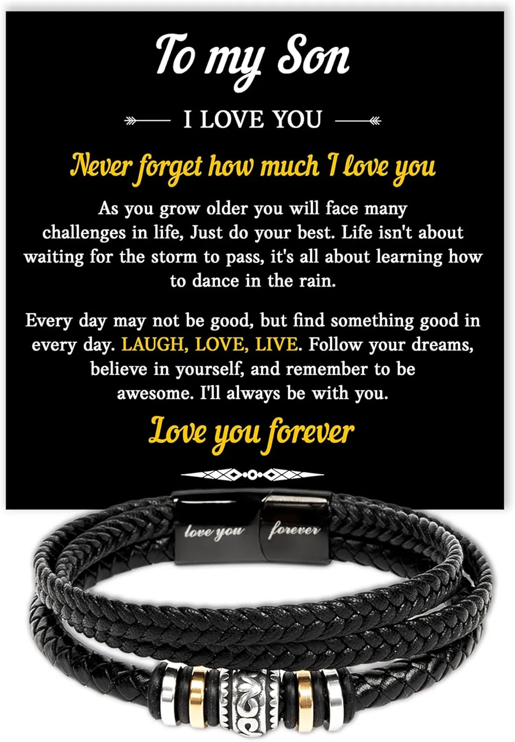 To My Son Bracelet, Son Gifts From Mom And Dad, Bracelet For Son From Dad, Son Bracellet From Mom, Birthday Gift For Son, Men Bracelet, Gift For My Son Birthday With Message Card And Gift Box
