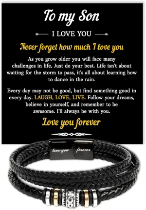 To My Son Bracelet, Son Gifts From Mom And Dad, Bracelet For Son From Dad, Son Bracellet From Mom, Birthday Gift For Son, Men Bracelet, Gift For My Son Birthday With Message Card And Gift Box