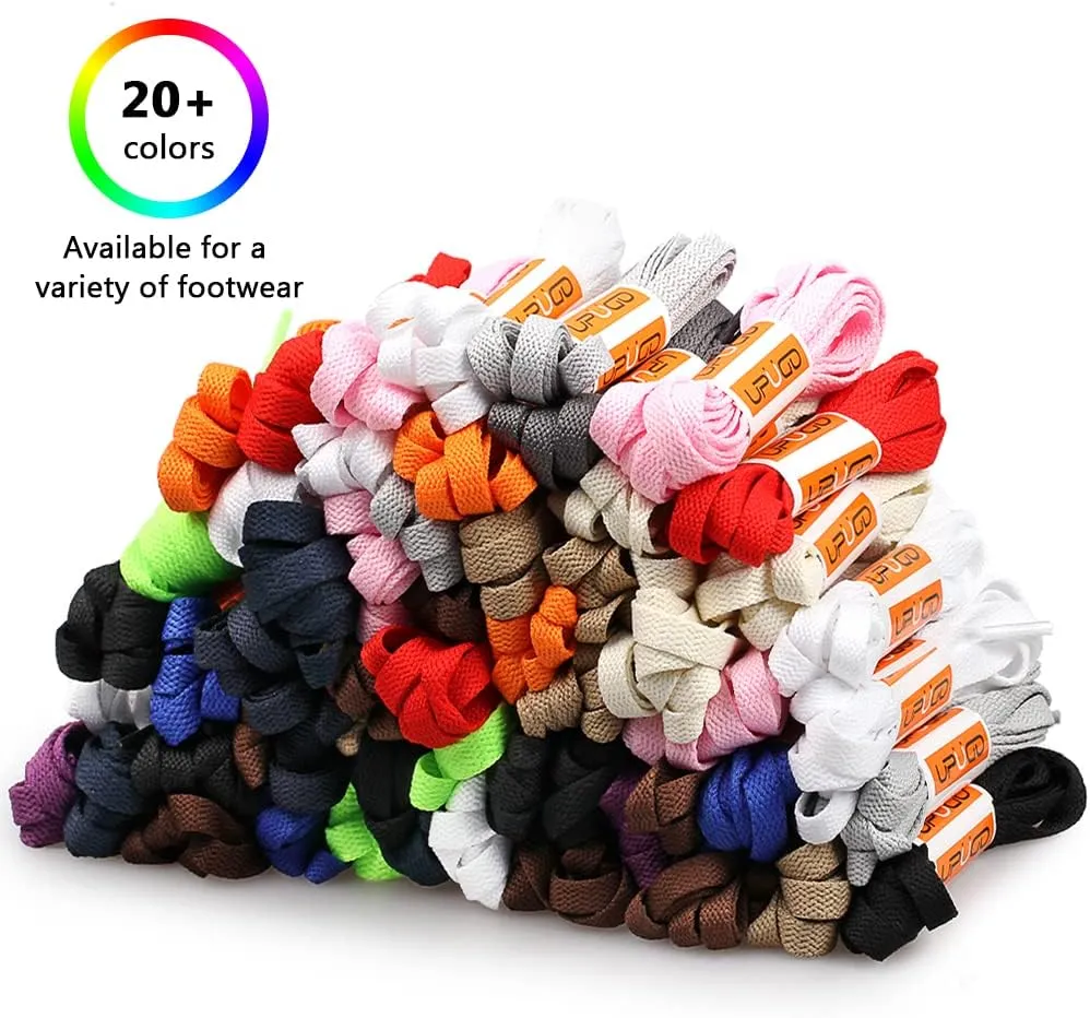 UpUGo 3 Pair Flat Shoe laces, 5/16" Wide Shoelaces for Athletic Running Sneakers Shoes Boot Strings