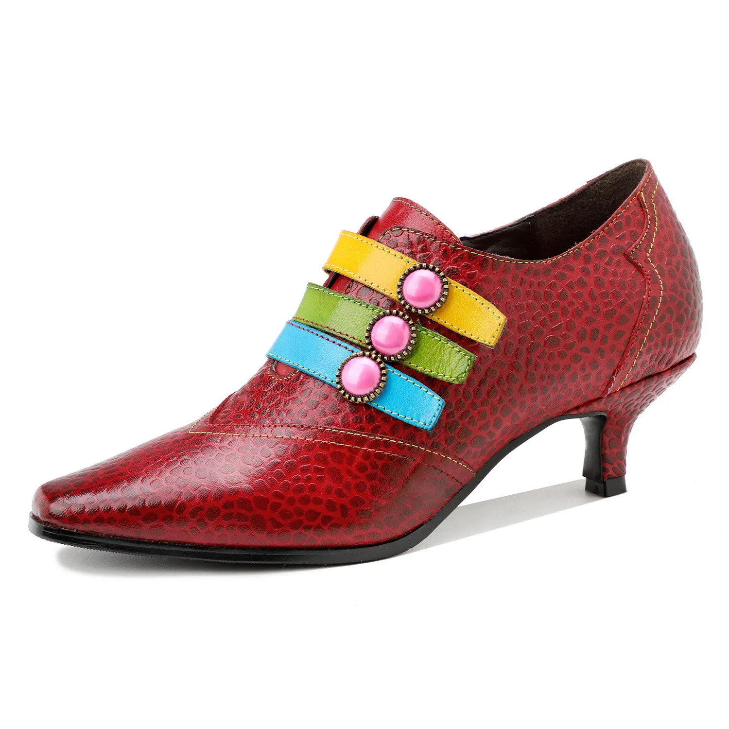 Vintage Fashion Colorful Buckle Shoes